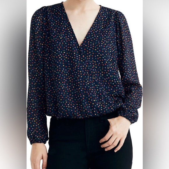 Madewell Sugar Dot Wrap Top - Picture 1 of 12